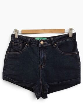 CALI ultra high rise mom jeans shorts stretchy denim dark blue size 9